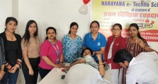 नारायणा ई-टेक्नो स्कूल में किया 30 यूनिट रक्तदान
