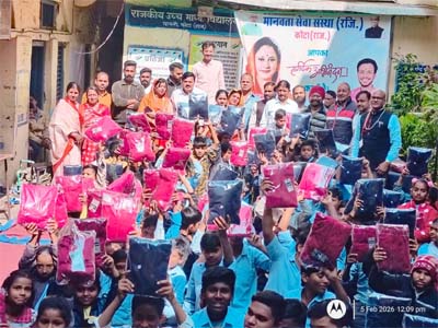 मानवता सेवा संस्थान ने छावनी के सरकारी स्कूल में 110 स्वेटर वितरित किए